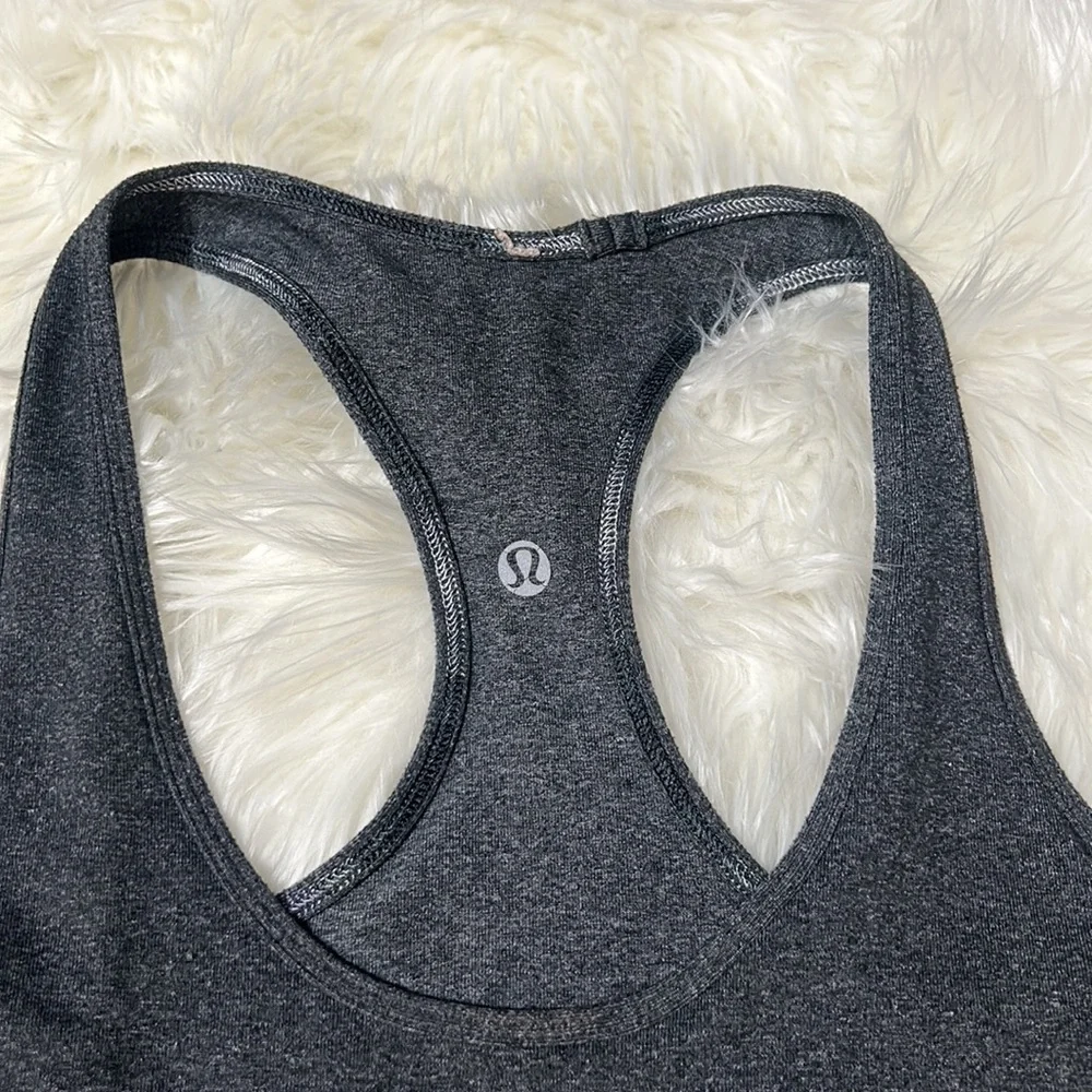 Lululemon Dark Grey With Black Stripes Down Sides Cool Racerback Tank SE